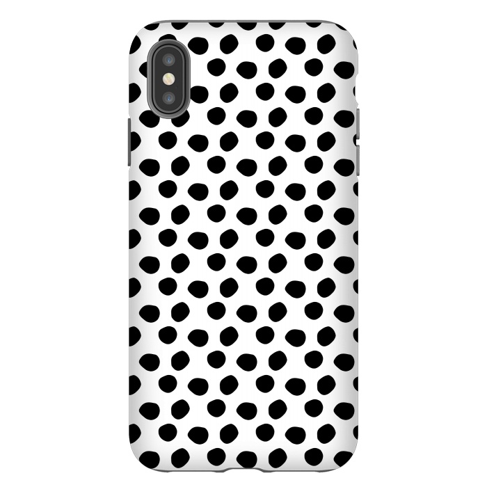 iPhone Xs Max StrongFit Hand drawn black polka dots on white by DaDo ART