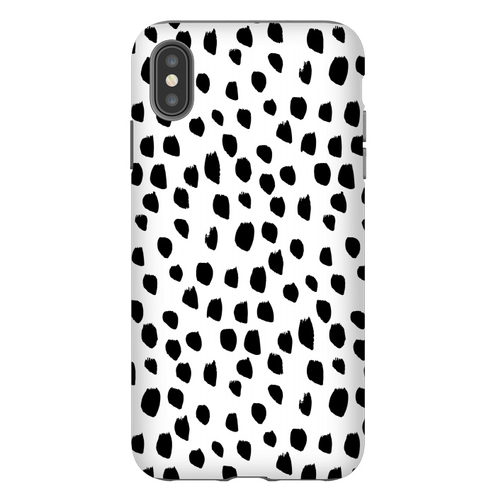 iPhone Xs Max StrongFit Hand drawn black crazy polka dots on white by DaDo ART