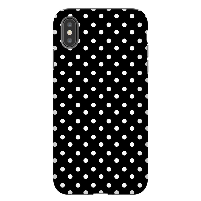 iPhone Xs Max StrongFit Cute little white polka dots on black by DaDo ART