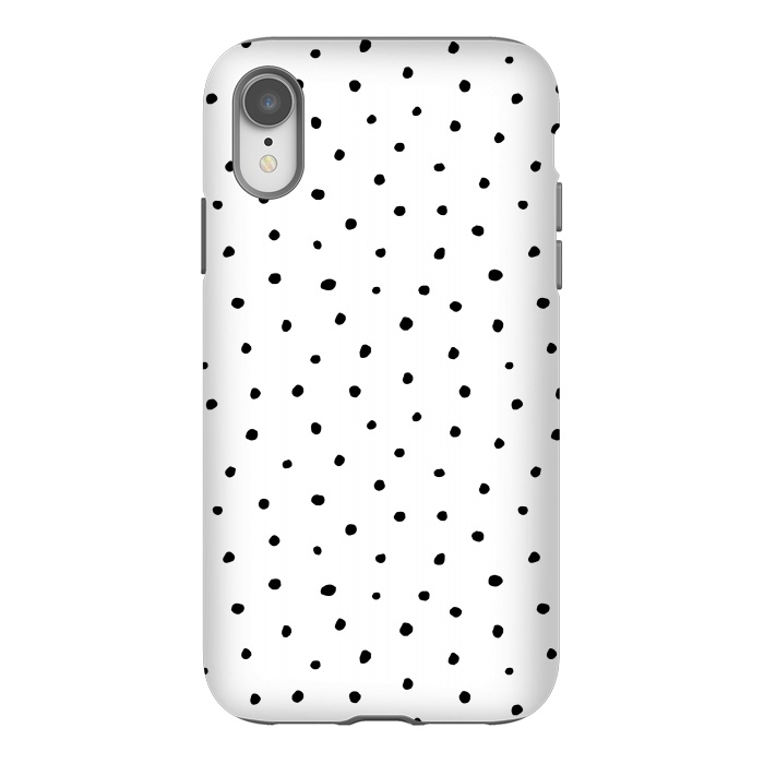 iPhone Xr StrongFit Hand drawn little black polka dots on white by DaDo ART