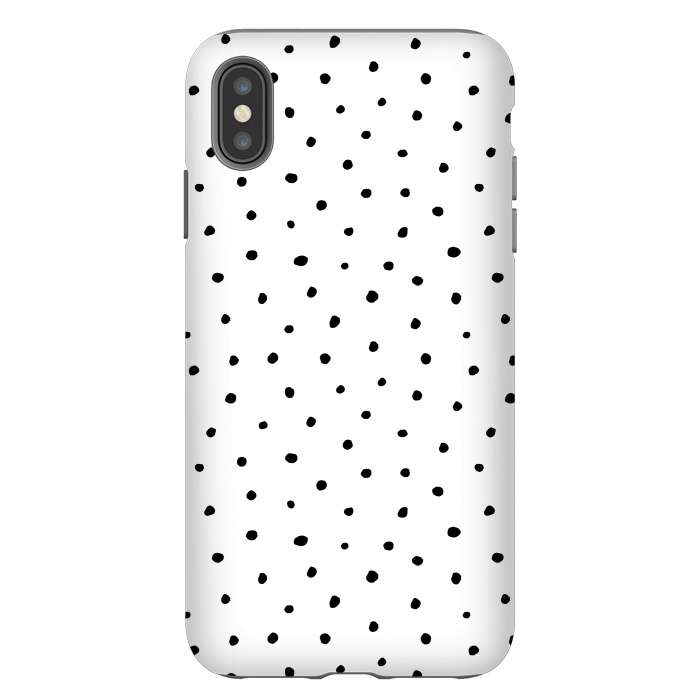 iPhone Xs Max StrongFit Hand drawn little black polka dots on white by DaDo ART