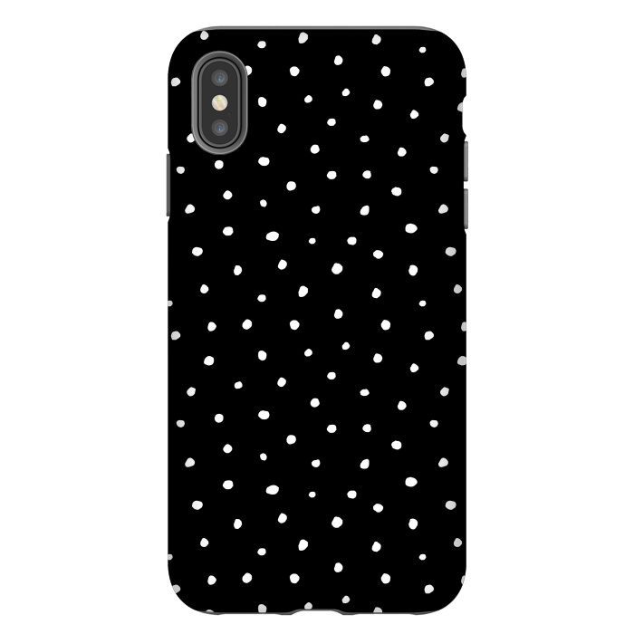 iPhone Xs Max StrongFit Hand drawn little white polka dots on black by DaDo ART