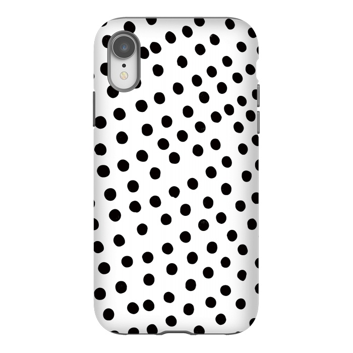 iPhone Xr StrongFit Drunk black polka dots on white by DaDo ART
