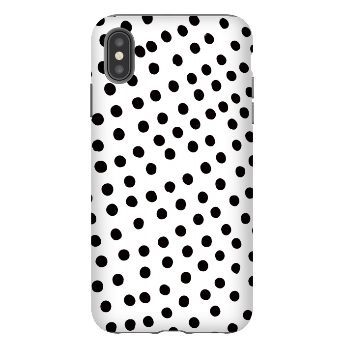 iPhone Xs Max StrongFit Drunk black polka dots on white by DaDo ART