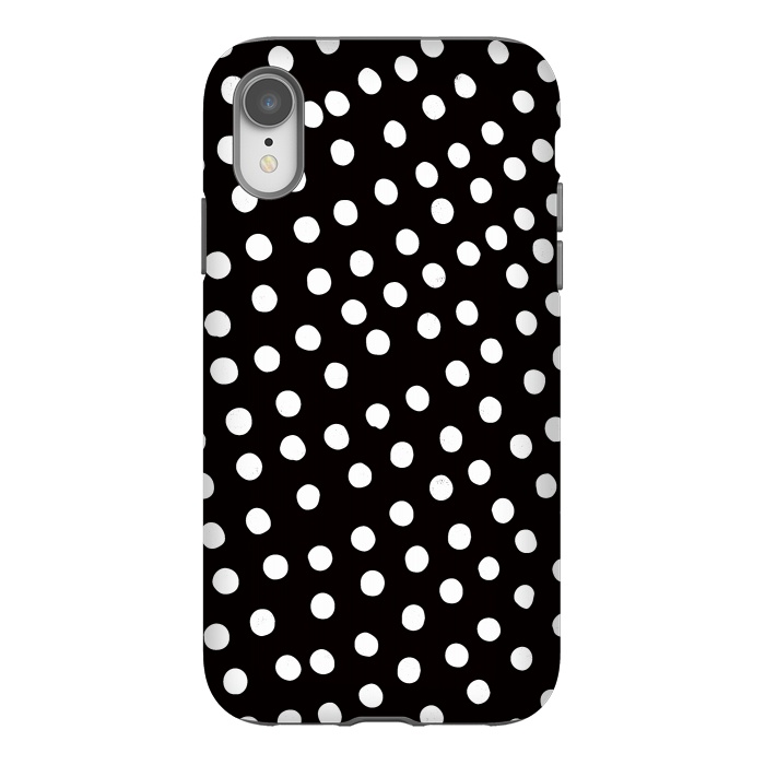 iPhone Xr StrongFit Drunk little white polka dots on black  by DaDo ART