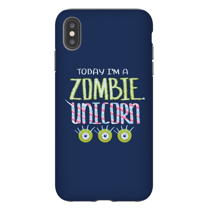 iPhone Xs Max StrongFit Zombie Unicorn Hand Drawn Lettering by Boriana Giormova