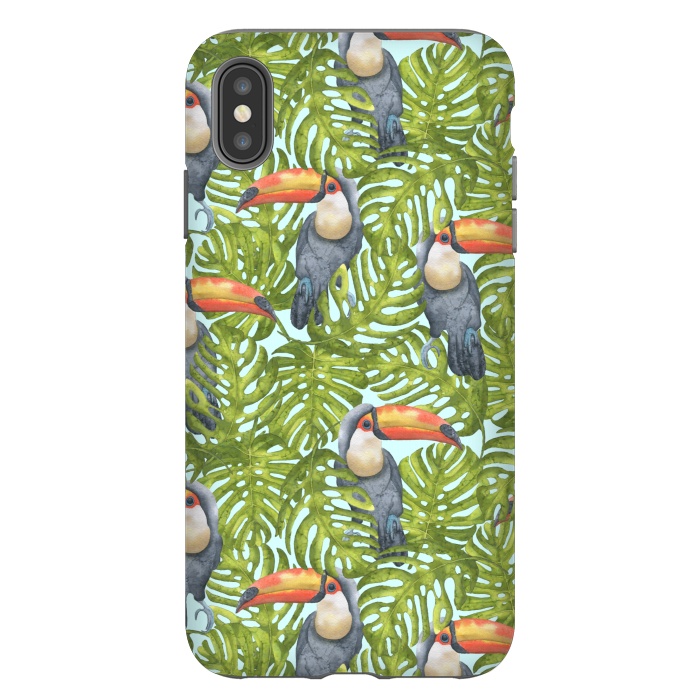 iPhone Xs Max StrongFit Monstera Birds by Creativeaxle