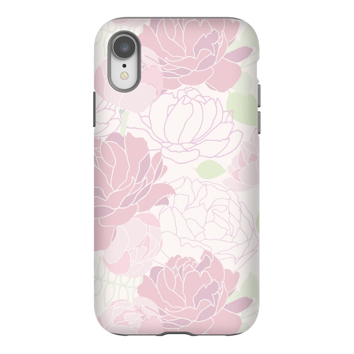 iPhone Xr StrongFit Abstract Pink Peony Pattern by  Utart
