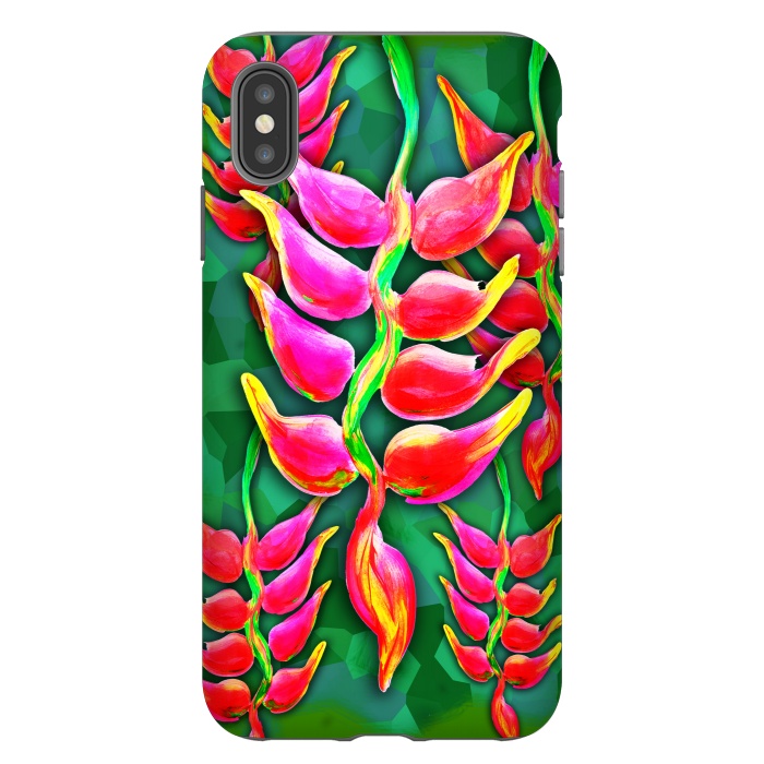 iPhone Xs Max StrongFit Exotic Flowers Heliconia Pendula Bright Red  by BluedarkArt