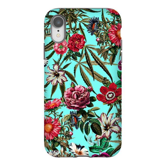 iPhone Xr StrongFit Marijuana and Floral Pattern II by Burcu Korkmazyurek