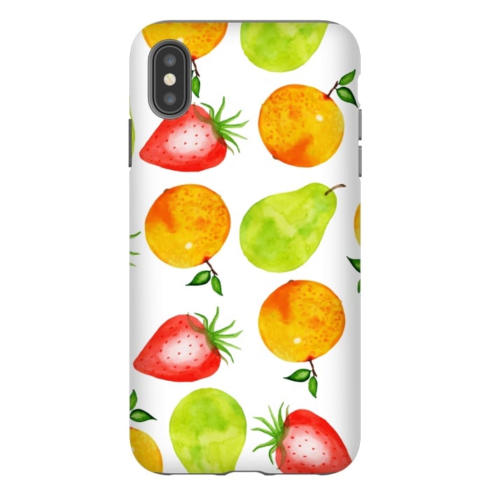 iPhone Xs Max StrongFit Watercolor Summer Fruits by Bledi