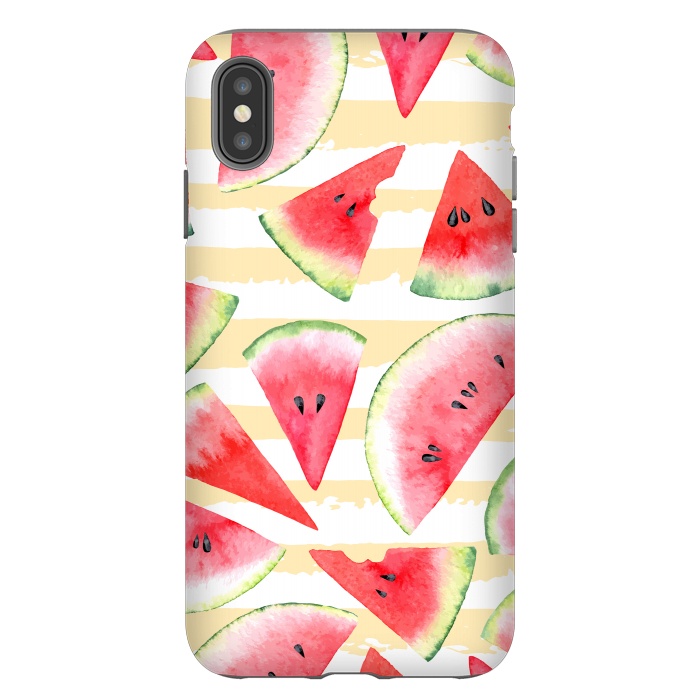 iPhone Xs Max StrongFit Watercolour Watermelon by Bledi