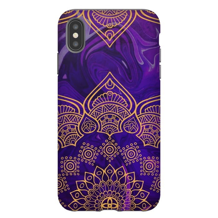 iPhone Xs Max StrongFit Mandala in Purple Marble by Rossy Villarreal