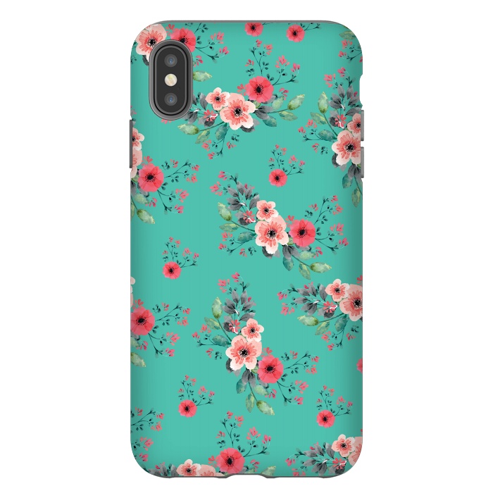 iPhone Xs Max StrongFit Flowers in Aquamarine by Rossy Villarreal