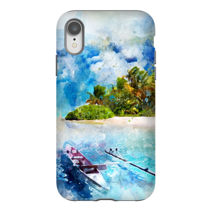 iPhone Xr StrongFit Boat at Island by Creativeaxle