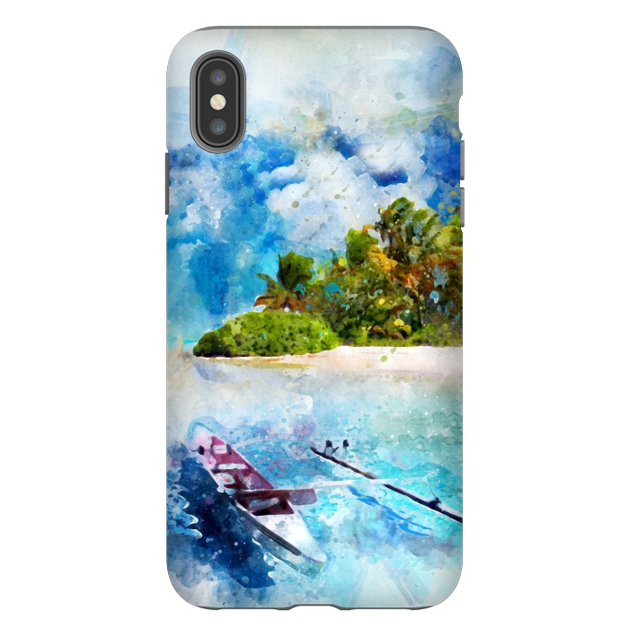 iPhone Xs Max StrongFit Boat at Island by Creativeaxle