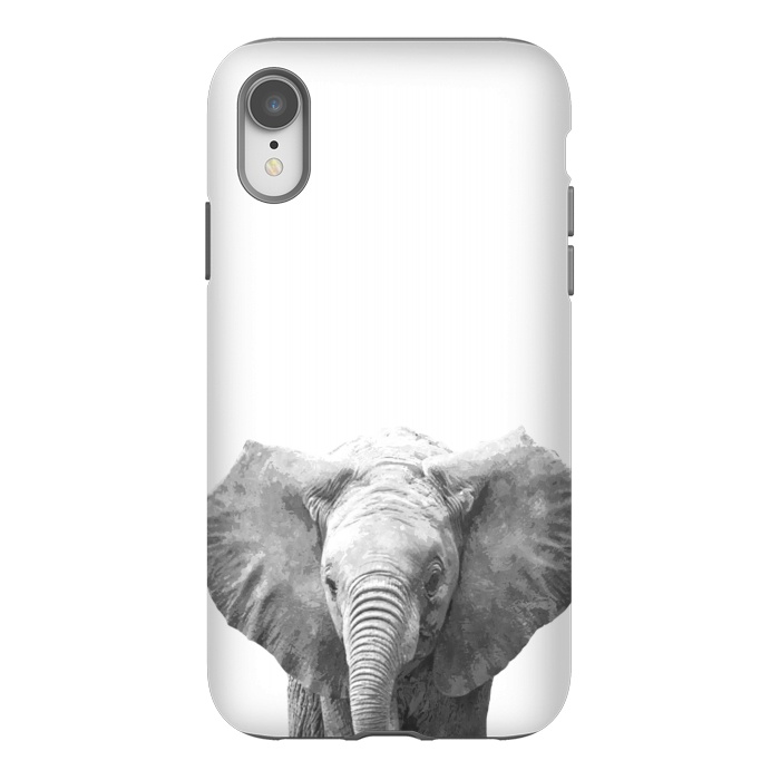 iPhone Xr StrongFit Black and White Baby Elephant  by Alemi