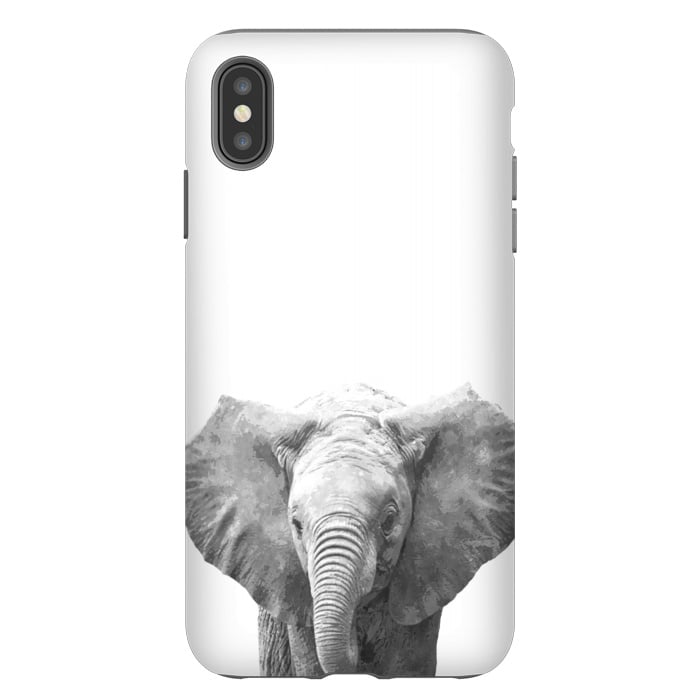 iPhone Xs Max StrongFit Black and White Baby Elephant  by Alemi