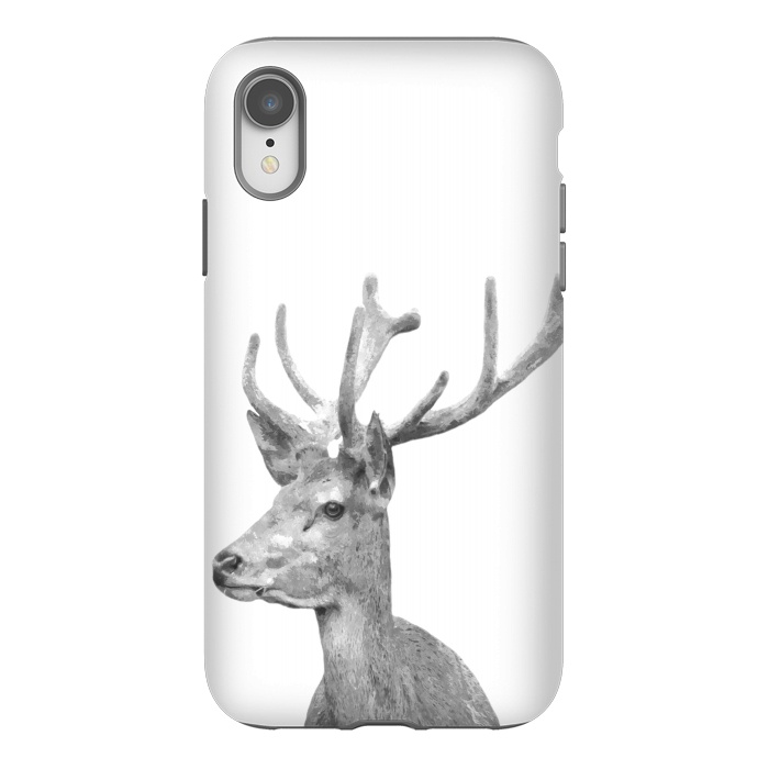 iPhone Xr StrongFit Black and White Deer by Alemi