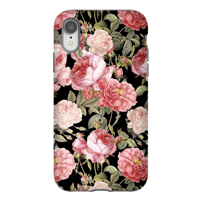 iPhone Xr StrongFit Bridal Roses Pattern on Black by  Utart