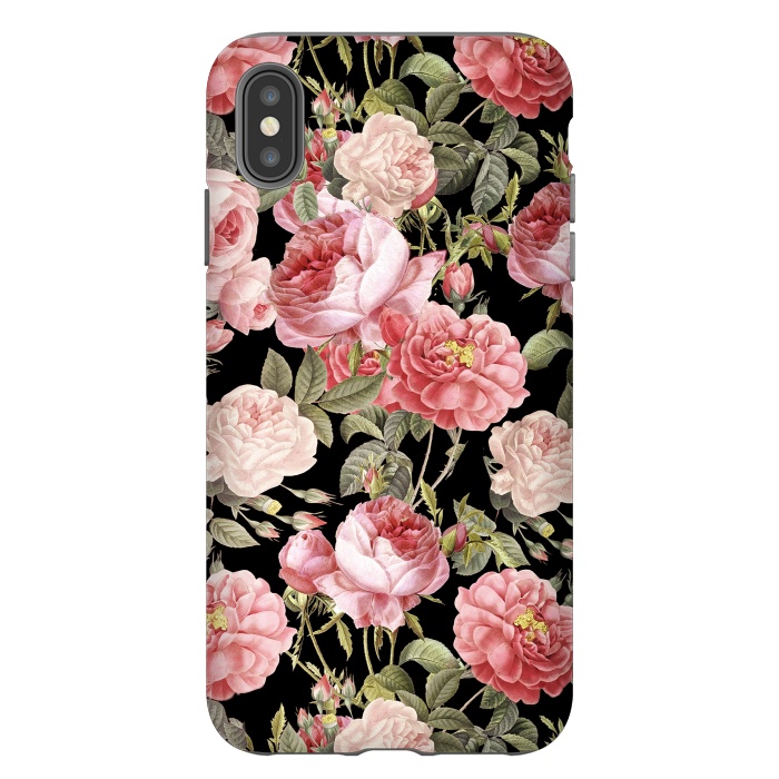 iPhone Xs Max StrongFit Bridal Roses Pattern on Black by  Utart