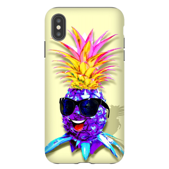 iPhone Xs Max StrongFit Pineapple Ultraviolet Happy Dude with Sunglasses  by BluedarkArt