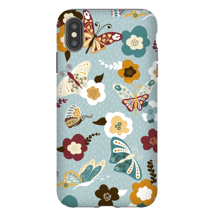 iPhone Xs Max StrongFit Beautiful Butterflies on Dusty Blue by Paula Ohreen