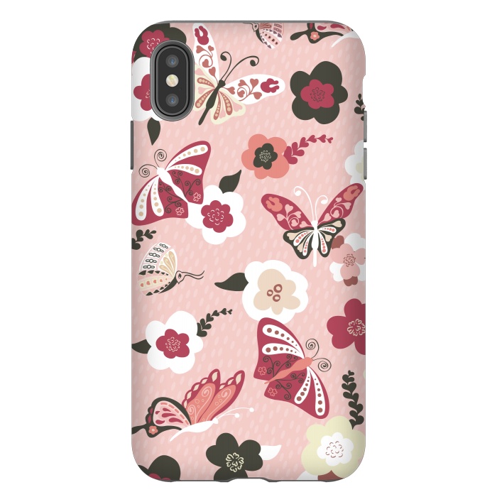 iPhone Xs Max StrongFit Beautiful Butterflies on Dusty Pink by Paula Ohreen