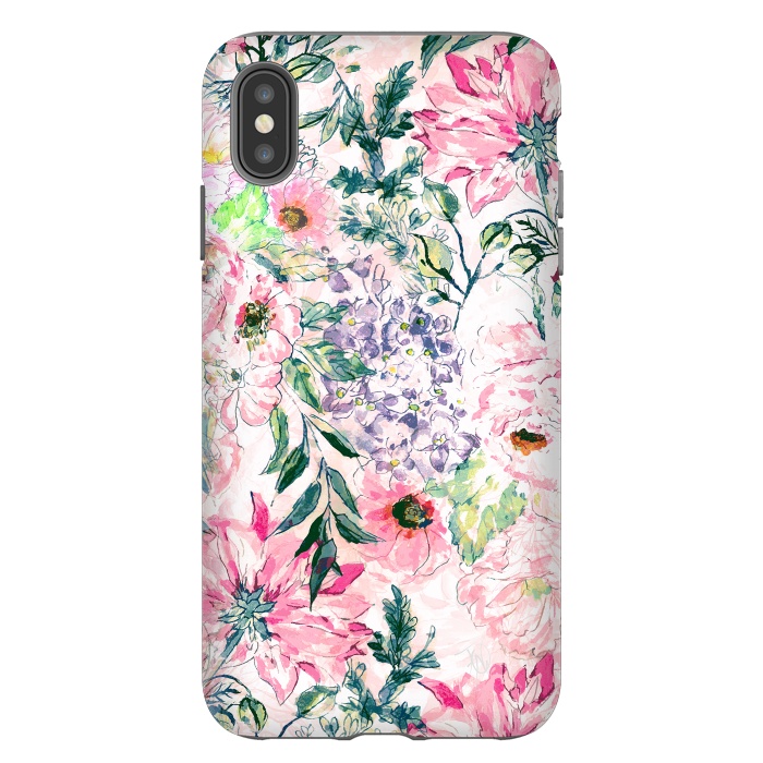 iPhone Xs Max StrongFit Boho chic watercolor pink floral hand paint by InovArts