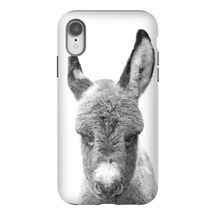 iPhone Xr StrongFit Black and White Baby Donkey by Alemi