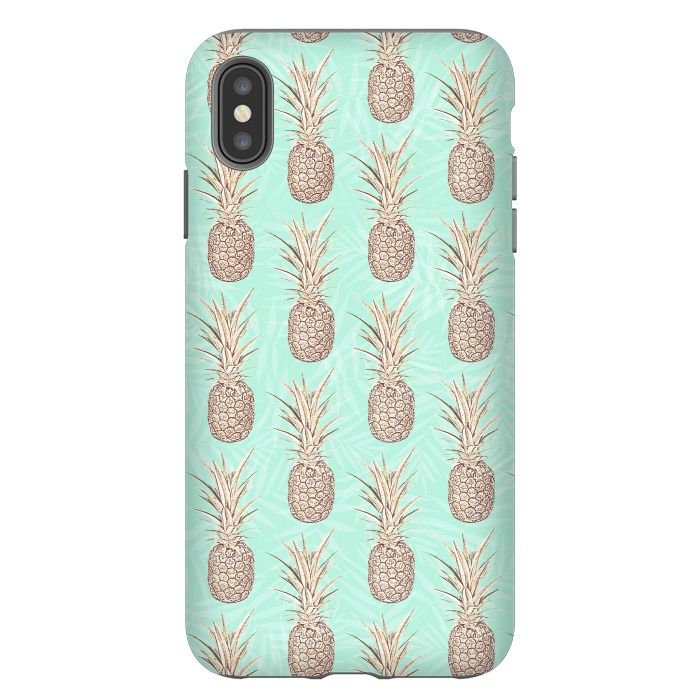 iPhone Xs Max StrongFit Golden and mint pineapples pattern by InovArts