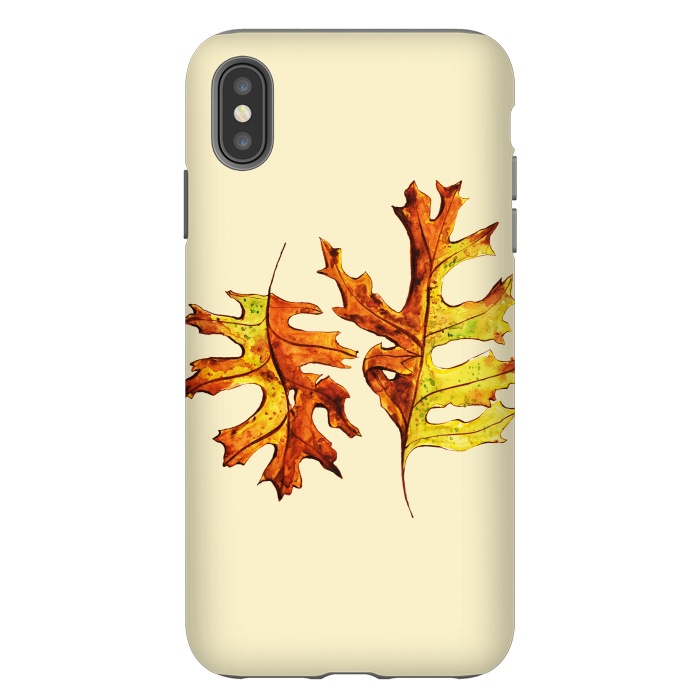 iPhone Xs Max StrongFit Ink Watercolor Painted Autumn Leaves Nature Lover by Boriana Giormova