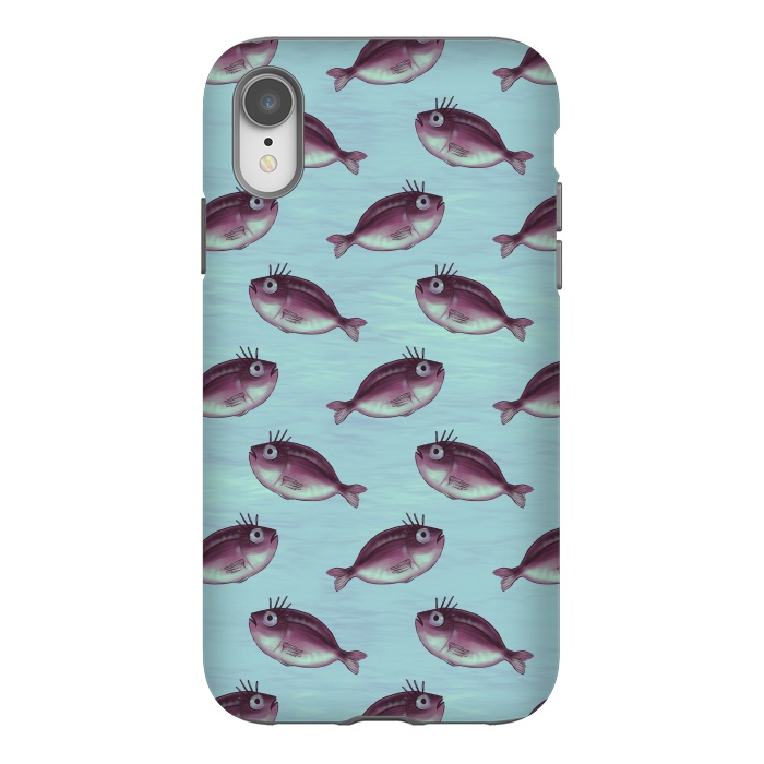 iPhone Xr StrongFit Funny Fish With Fancy Eyelashes Pattern by Boriana Giormova