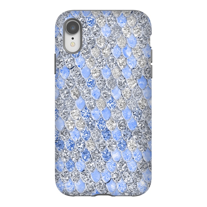 iPhone Xr StrongFit Blue and Silver Sparkling Mermaid Scales by  Utart