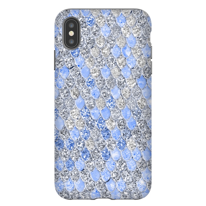 iPhone Xs Max StrongFit Blue and Silver Sparkling Mermaid Scales by  Utart