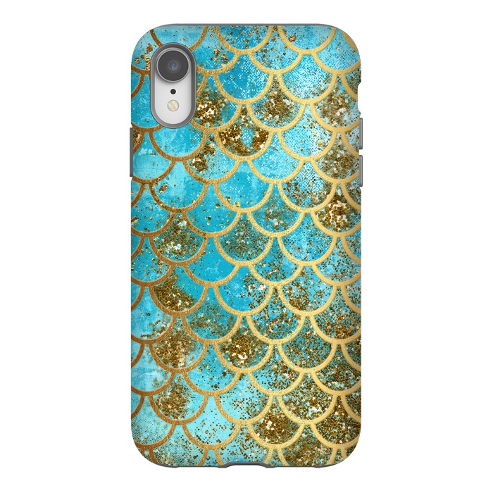 iPhone Xr StrongFit Blue, Glitter and Gold Mermaid Scales by  Utart