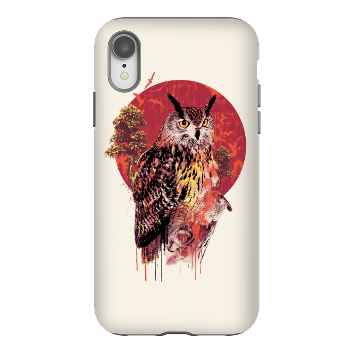 iPhone Xr StrongFit Owl Red by Riza Peker