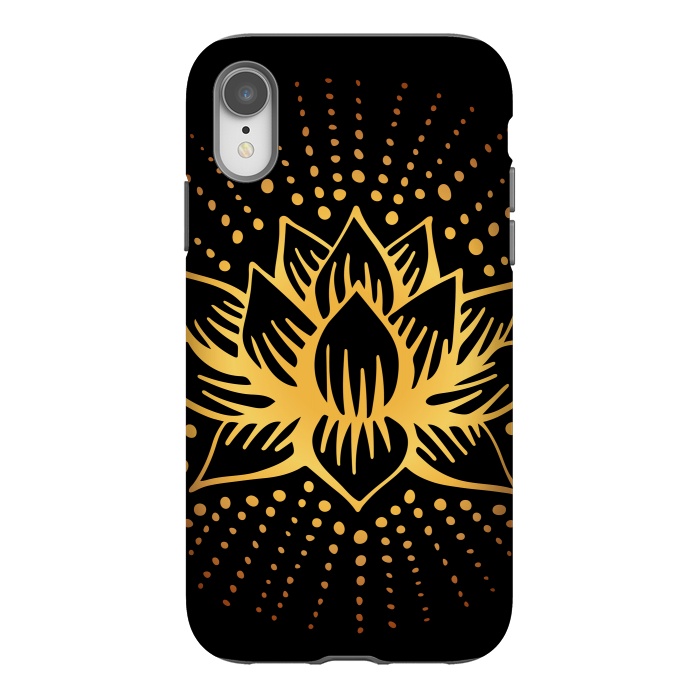 iPhone Xr StrongFit Golden Lotus Mandala by Majoih