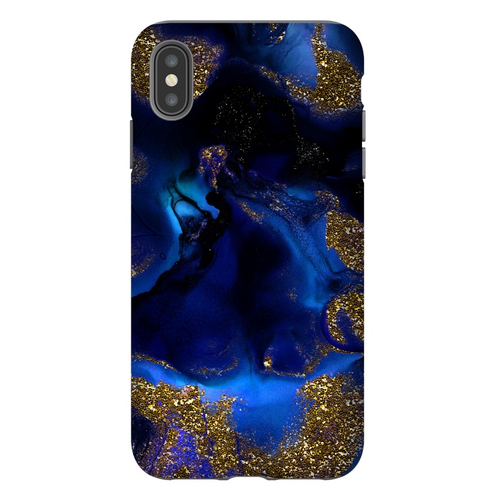 iPhone Xs Max StrongFit Indigo Blue and Gold Glitter Marble by  Utart