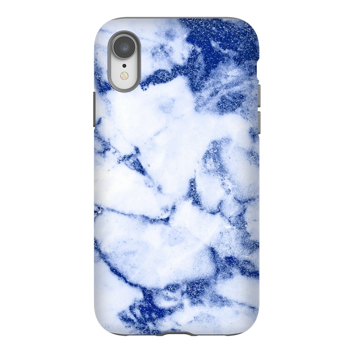 iPhone Xr StrongFit Blue Veined Glitter Marble by  Utart