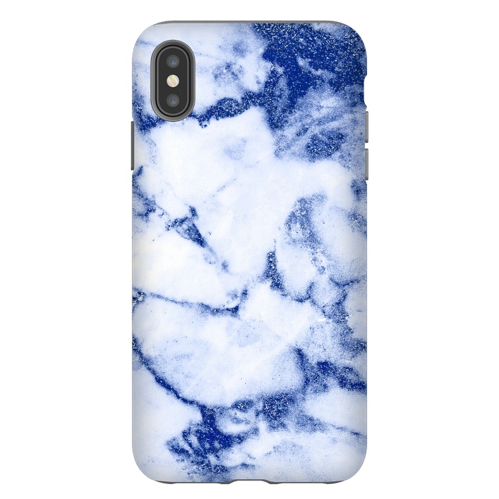 iPhone Xs Max StrongFit Blue Veined Glitter Marble by  Utart