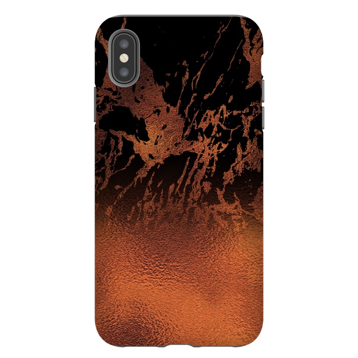 iPhone Xs Max StrongFit Copper Gold and Black Marble  by  Utart