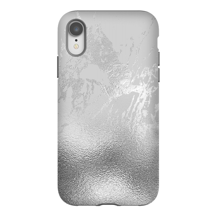 iPhone Xr StrongFit Silver Marble and Glitter Foil by  Utart