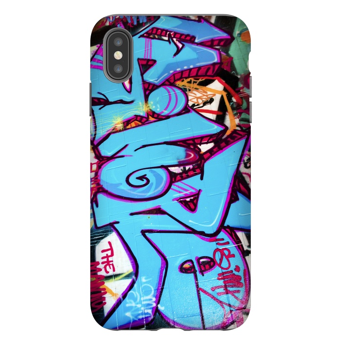 iPhone Xs Max StrongFit Blue Graffiti Tag by Andrea Haase