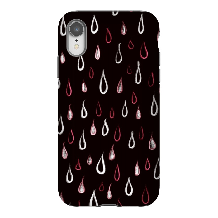 iPhone Xr StrongFit Dark White And Red Raindrops Pattern by Boriana Giormova