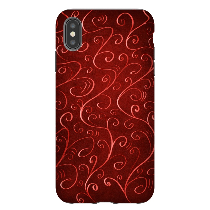 iPhone Xs Max StrongFit Whimsical Elegant Textured Red Swirl Pattern by Boriana Giormova