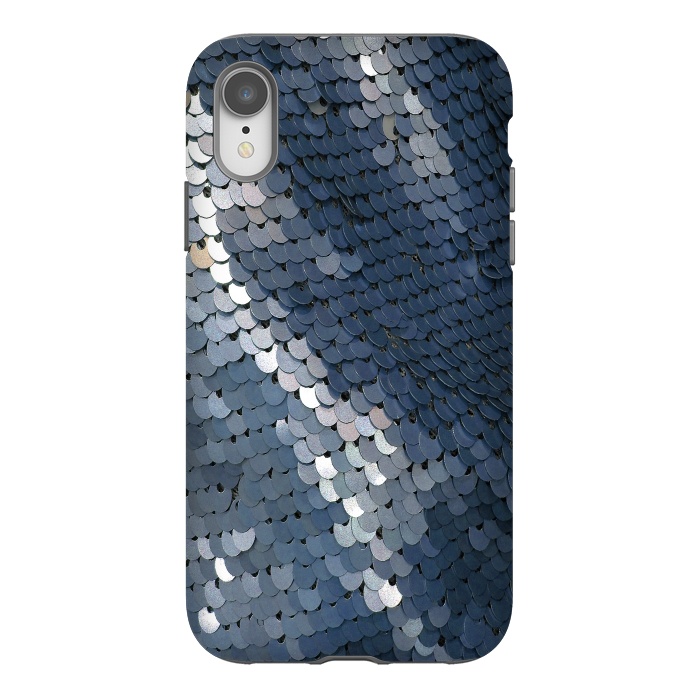 iPhone Xr StrongFit Shiny Blue Gray Sequins by Andrea Haase
