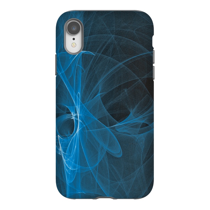 iPhone Xr StrongFit Blue Light Fractals On Black by Andrea Haase