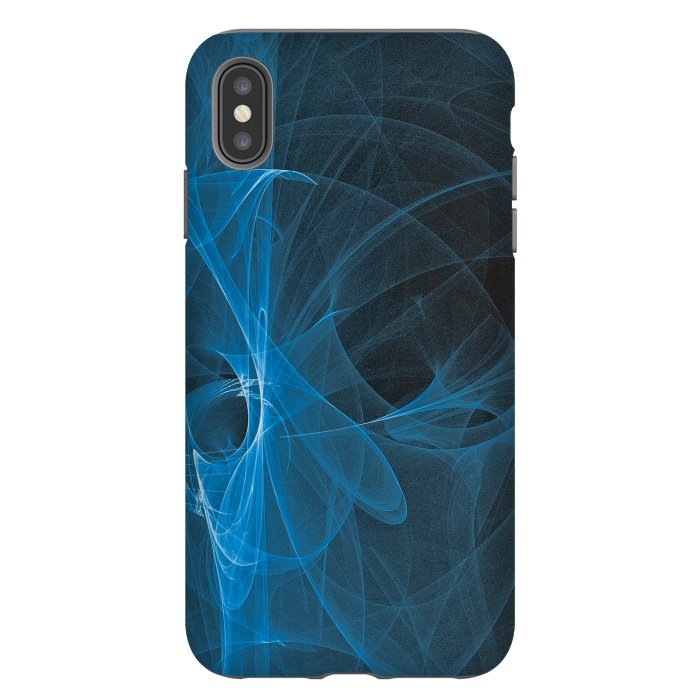 iPhone Xs Max StrongFit Blue Light Fractals On Black by Andrea Haase