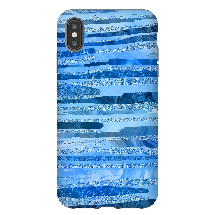 iPhone Xs Max StrongFit Blue And Aqua Glitter Stripes by Andrea Haase